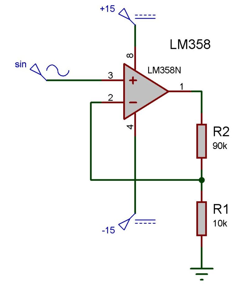 Неинвертирующий усилитель на ОУ - Практическая электроника