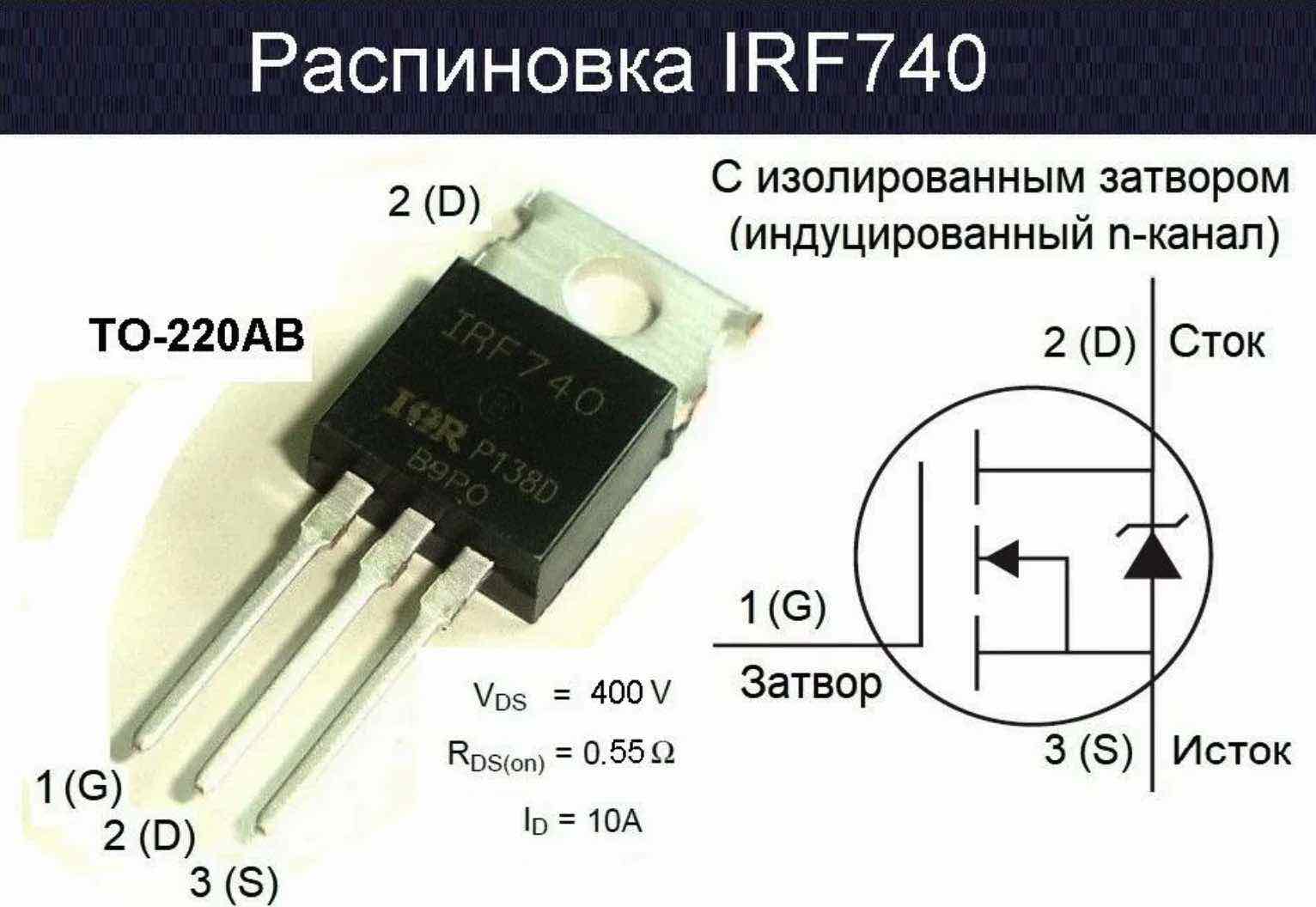 IRF740: характеристики, даташит и аналоги транзистора